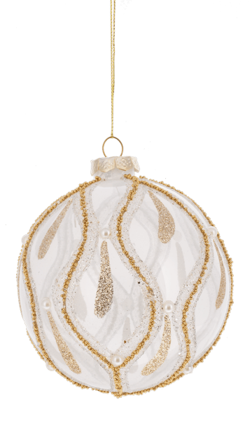 Ganz Christmas Ornaments Icy Teardrop Ball Ornaments - White