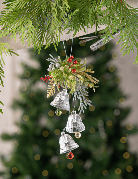 Ganz Christmas Ornaments Triple Mistletoe Bells