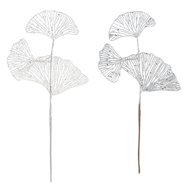 Ganz Christmas Silver & White Leaf Picks (Specify color)