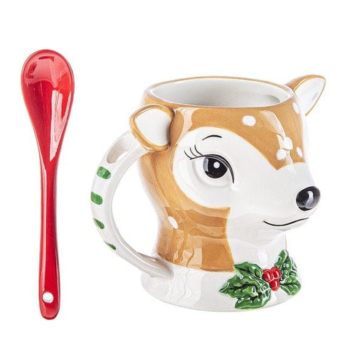 Ganz Deer Christmas Icon w/Spoon Mugs -Reindeer