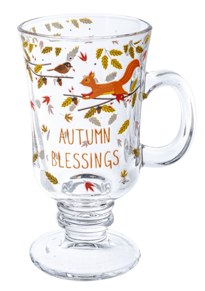 Ganz Fall Autumn Glass Footed Mug Set (4 pc. set)