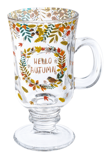 Ganz Fall Autumn Glass Footed Mug Set (4 pc. set)