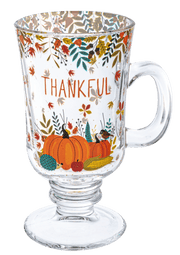 Ganz Fall Autumn Glass Footed Mug Set (4 pc. set)