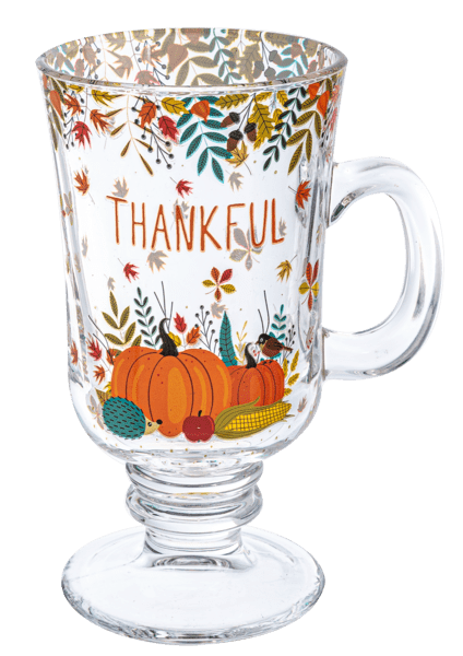Ganz Fall Autumn Glass Footed Mug Set (4 pc. set)