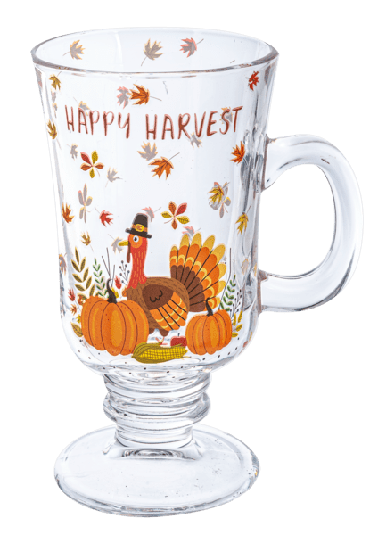 Ganz Fall Autumn Glass Footed Mug Set (4 pc. set)