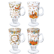 Ganz Fall Autumn Glass Footed Mug Set (4 pc. set)