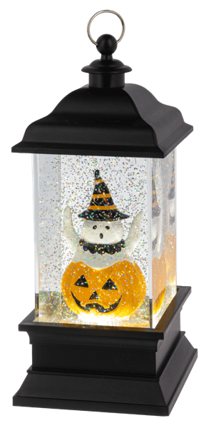 Ganz Fall Decor LED Light Up Shimmer Ghost in Pumpkin Lantern Figurine