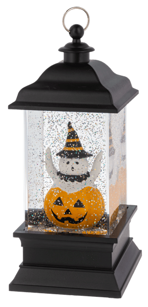Ganz Fall Decor LED Light Up Shimmer Ghost in Pumpkin Lantern Figurine