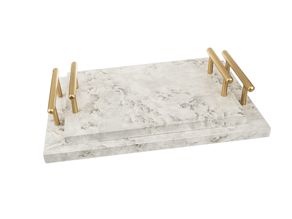 Ganz Faux Marble Tray with Gold Handles (2 pc. set)
