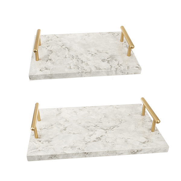 Ganz Faux Marble Tray with Gold Handles (2 pc. set)