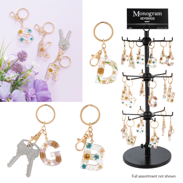 Ganz Gift Floral Monogram Key Rings