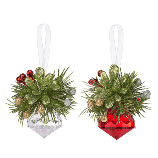 Ganz Ornament Teeny Mistletoe Jewels - Select Red or Clear