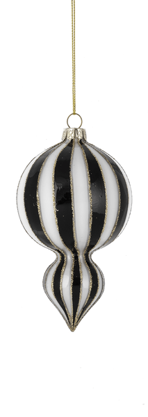 Ganz Ornaments Black & White Striped Finial Ornaments