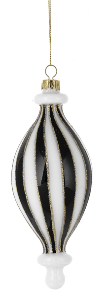 Ganz Ornaments Black & White Striped Finial Ornaments