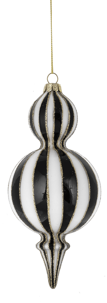 Ganz Ornaments Black & White Striped Finial Ornaments