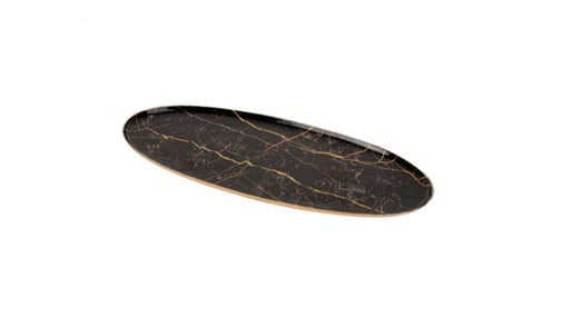 Ganz Trays Black & Gold Faux Marble Oval Tray