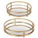 Ganz Trays Round Gold Twisted Frame Tray with Mirror Inlay (2 pc. set)