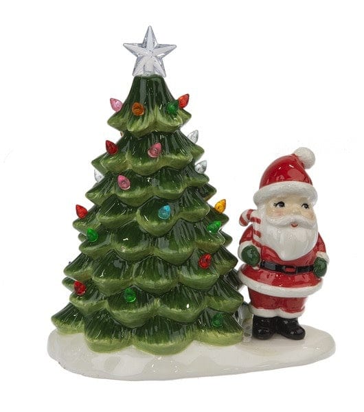 Ganz Trees LED Light Up Trees w/Snowman & Santa Figurines