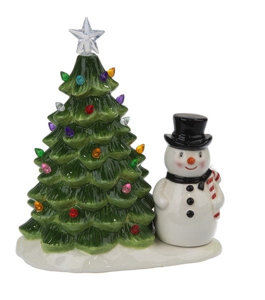 Ganz Trees LED Light Up Trees w/Snowman & Santa Figurines