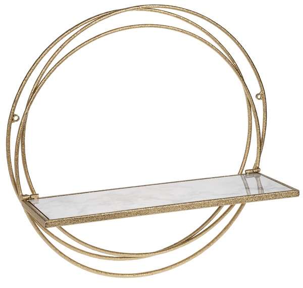 Ganz Wall Decor Hammered Gold Circle with Faux Marble Shelf (2 pc. set)