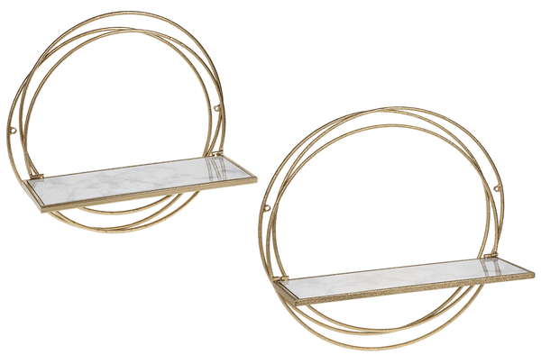 Ganz Wall Decor Hammered Gold Circle with Faux Marble Shelf (2 pc. set)