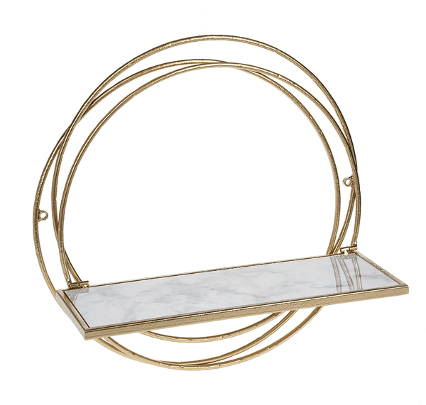 Ganz Wall Decor Hammered Gold Circle with Faux Marble Shelf (2 pc. set)