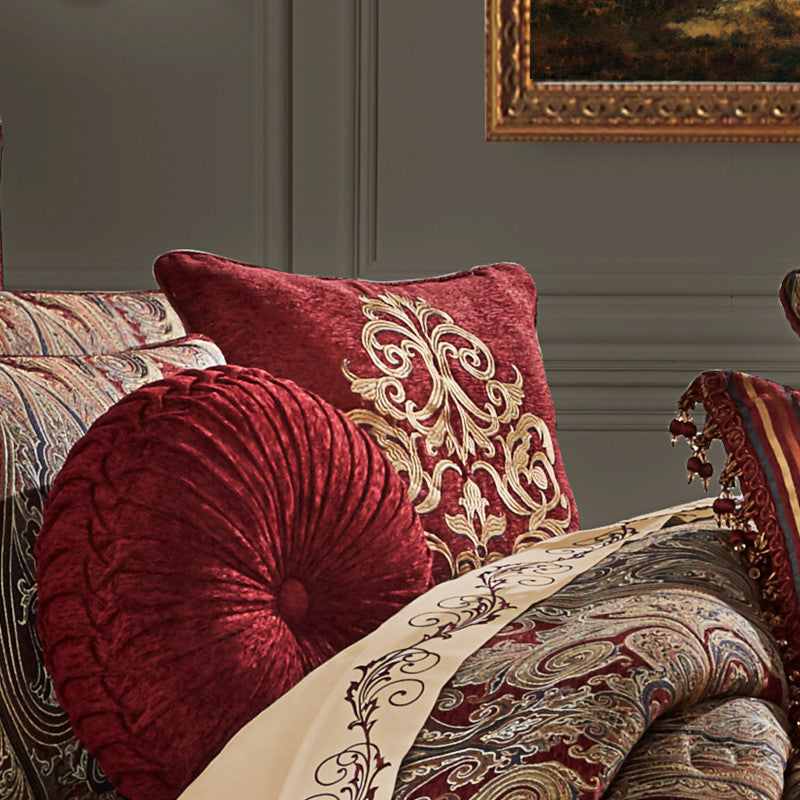 Garnet 18" Square Embellished Decorative Throw Pillow