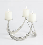 Global Views Candle Holders BEADED CURVE TRIPLE C/H-NICKEL