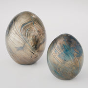 Global Views Metallic Egg - blue/Bronze - Small