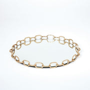 Global Views Trays Linked Mirrored Tray - Brass Large