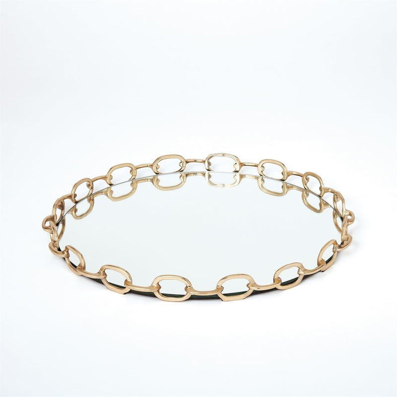 Global Views Trays Linked Mirrored Tray - Brass Large