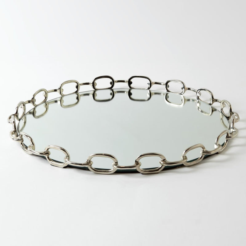 Global Views Trays Linked Mirrored Tray - Nickel Large