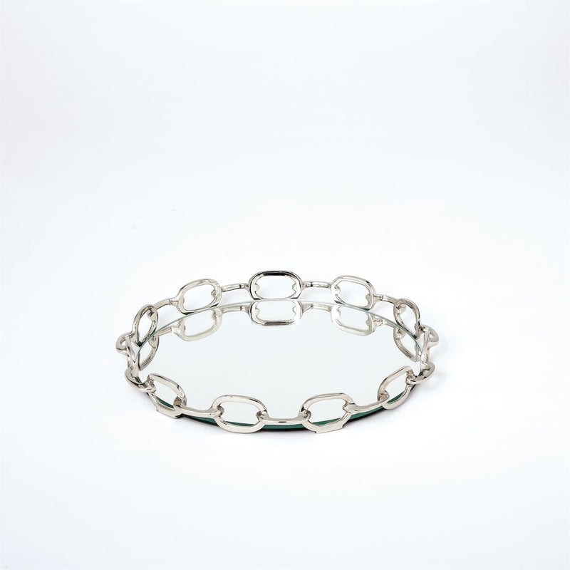Global Views Trays Linked Mirrored Tray - Nickel Large
