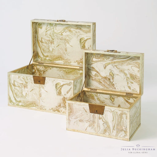 Global Views Treasure Trunk-Gold/Creme-Small