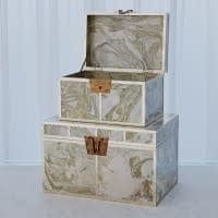 Global Views Treasure Trunk-Gold/Creme-Small