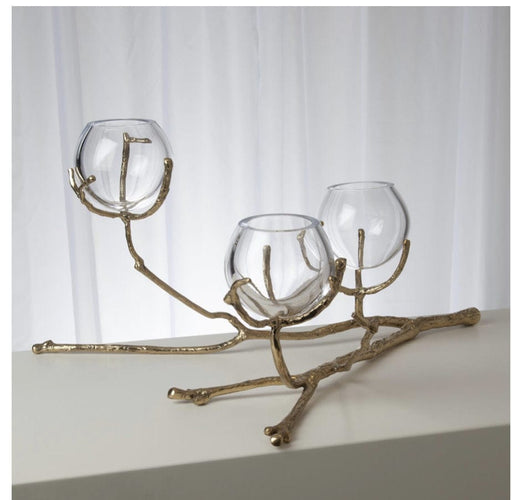 Global Views Vases Twig 3 Vase Holder - Brass
