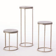 Global Views Wise Egg Pedestal - Nickel with Gray Marble - Med