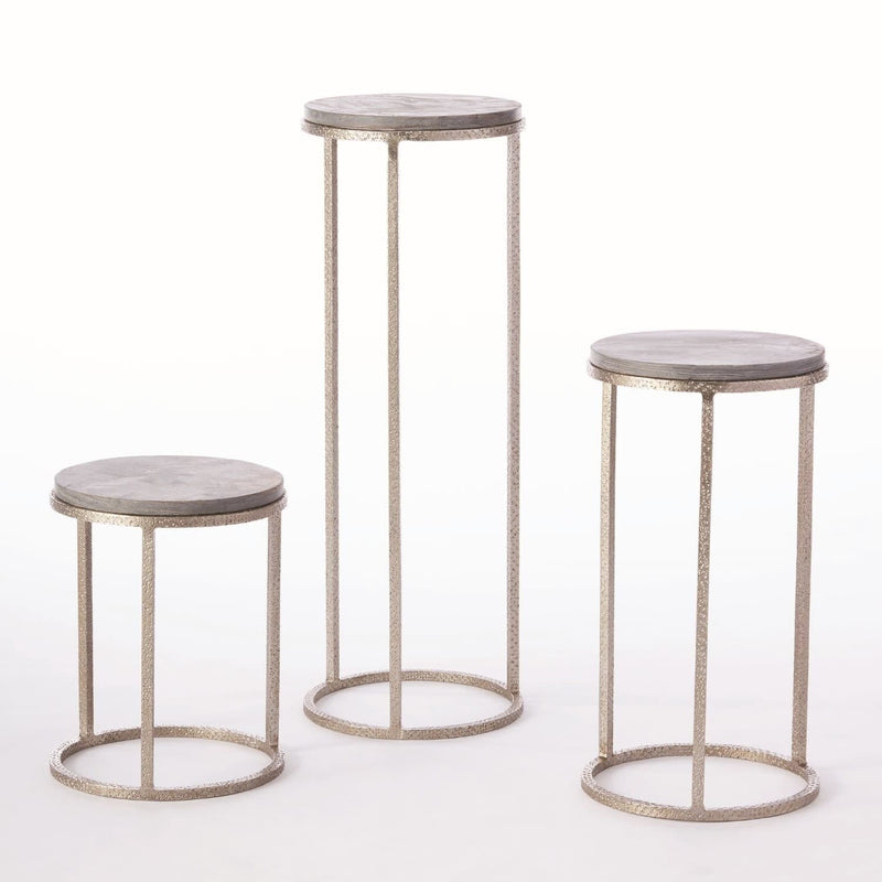 Global Views Wise Egg Pedestal - Nickel with Gray Marble - Med