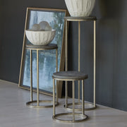 Global Views Wise Egg Pedestal - Nickel with Gray Marble - Med