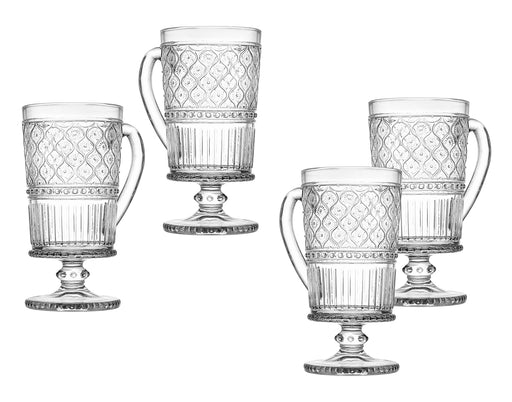 Godinger Clear Claro S/4 Footed Mugs 9oz: Clear / Non Leaded Crystal