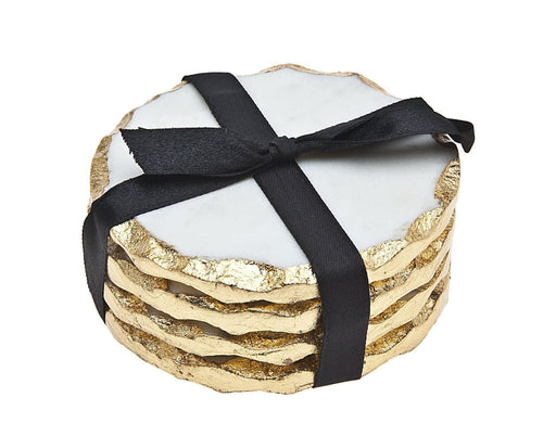 Godinger Coasters Set of 4 Round Coasters with Gold Edge