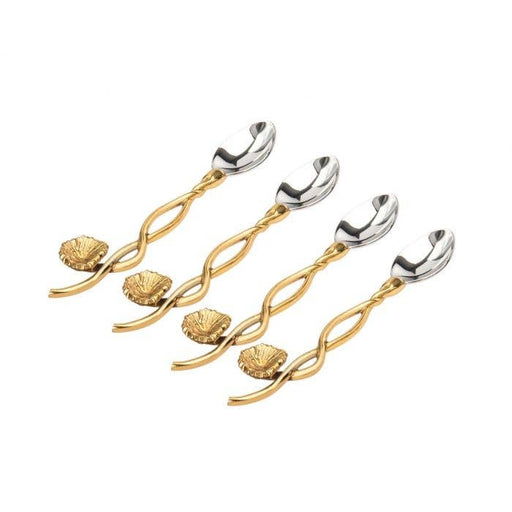 Godinger Mayfair S/4 Dessert Spoons: Gold / Stainless - Brass