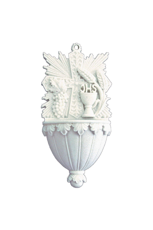 Goldscheider of Vienna Communion Font with Grains, Wheat, and Chalice in White 6"