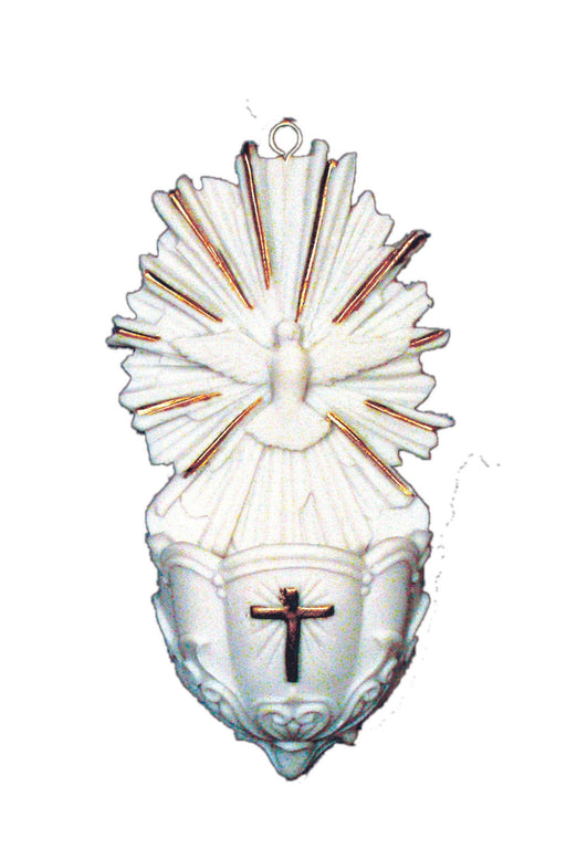 Goldscheider of Vienna Holy Spirit font in White with Gold 5"