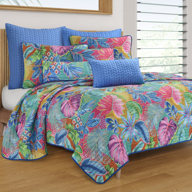 Hanalei 18" Square Quilted Decorative Throw Pillow