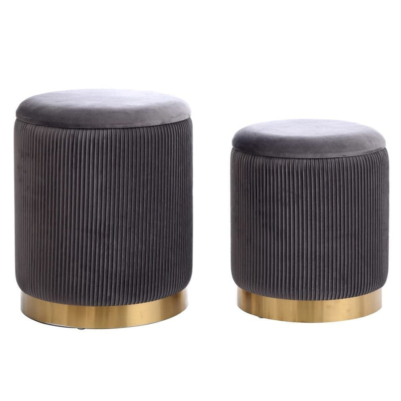 Harp & Finial Beecher Ottoman Gray Set of 2