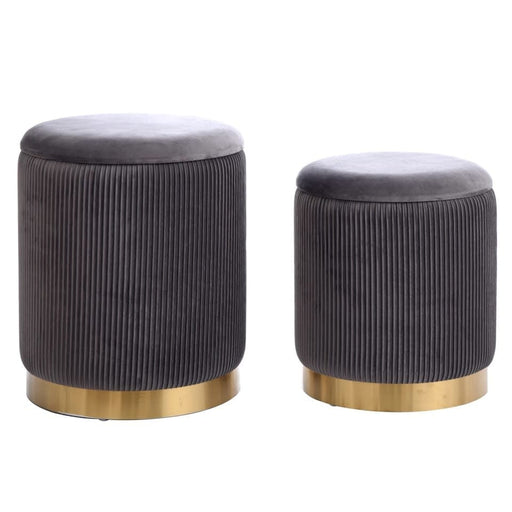 Harp & Finial Beecher Ottoman Gray Set of 2