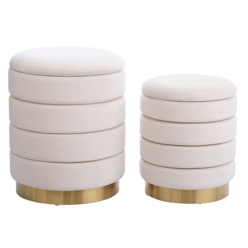 Harp & Finial HOLLACE OTTOMAN BEIGE- SET OF 2