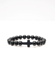 Holy Pals Accessories Black Matte Large Stone Cross Bracelet