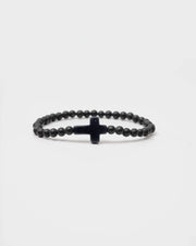 Holy Pals Accessories Black Matte Small Stone Cross Bracelet